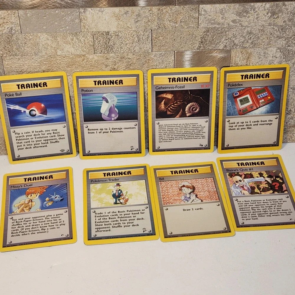 Vintage Pokemon TCG Trainer Card Lot 8pc WOTC Base Jungle Fossil Gym Heroes